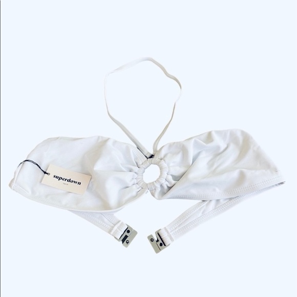 NEW Superdown White Bikini Top Revolve Ana Bandeau White Large - Picture 3 of 7